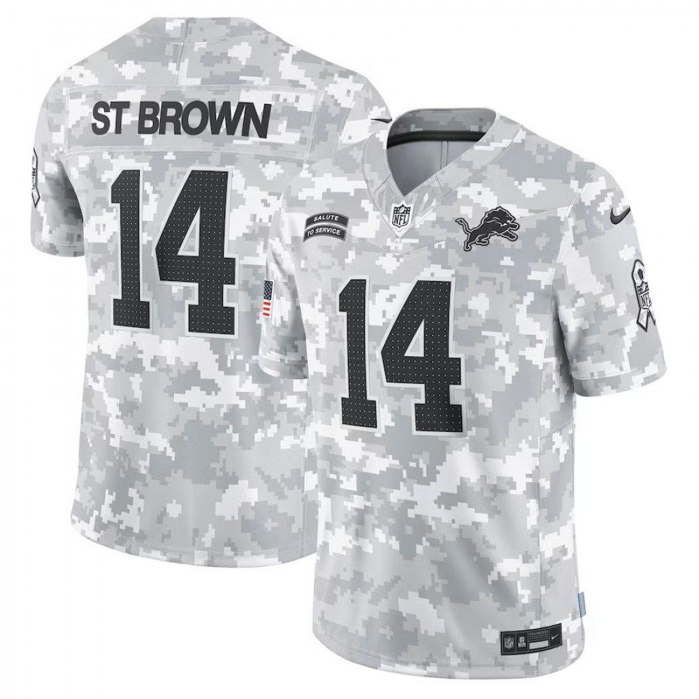Amon-Ra St. Brown Detroit Lions Nike 2024 Salute to Service Limited Jersey - Arctic Camo-GridironStore